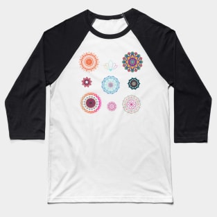 Mandala Multi with Lotus Flower Baseball T-Shirt